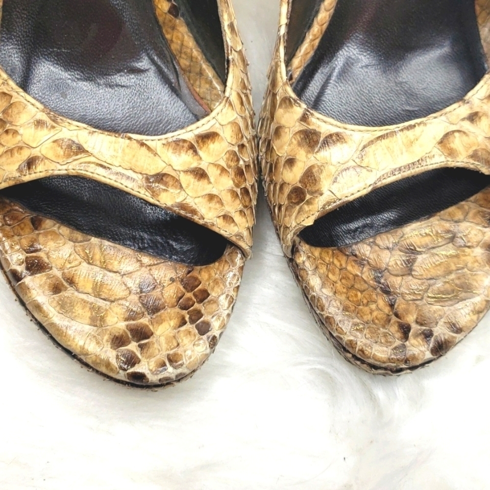 Stuart Weitzman snake open toe platform slingback… - image 6